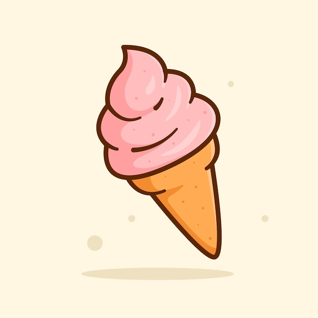 Ice Cream Cone Cartoon Vector Illustration