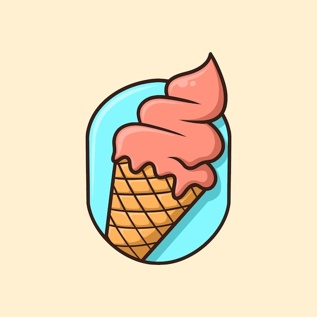 Ice Cream Cone Cartoon Vector Illustration