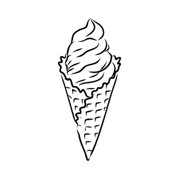 рожок мороженого каракули векторный эскиз мороженого