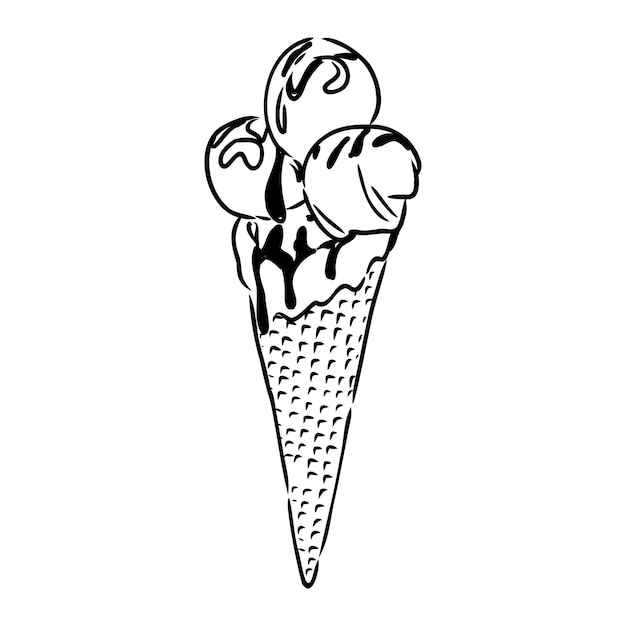 Schizzo di vettore di gelato doodle cono gelato
