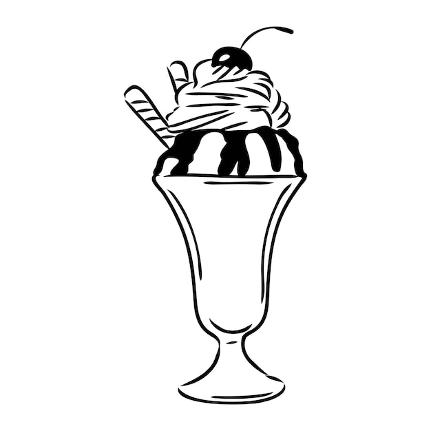 рожок мороженого каракули векторный эскиз мороженого