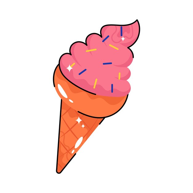 Ice cream cone doodle vector filled outline sticker eps 10 file