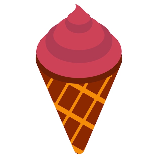 Ice cream cone isometric concept poke or cornet vector icon design Bakery and Baker symbol food