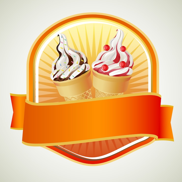 Vector 아이스크림 콘 라벨
