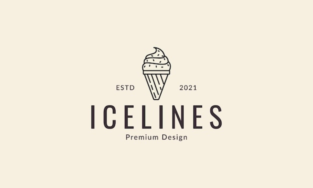 Illustrazione grafica del simbolo dell'icona del vettore del design del logo delle linee del cono gelato