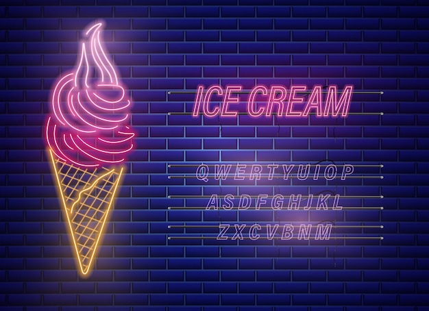 Ice cream cone neon