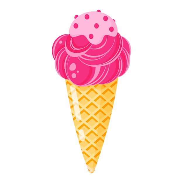 Ice cream cone or sundae with pink topping. Summer healthy sweetness