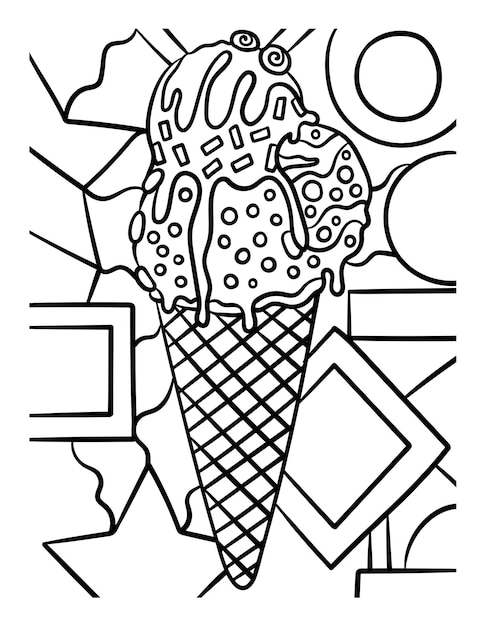 Ice Cream In Cone Sweet Food Coloring Page