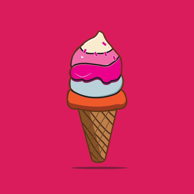 Ice cream Cone Vector art. colorful Ice cream scoops.