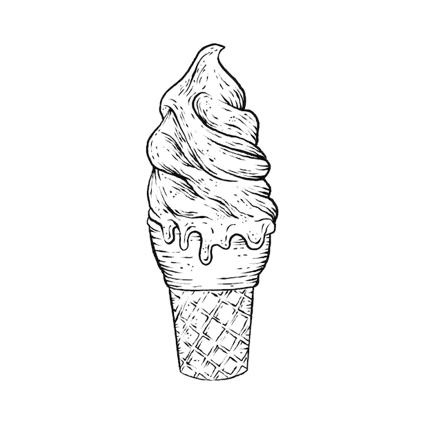 Vector ice cream cone vintage hand drawn