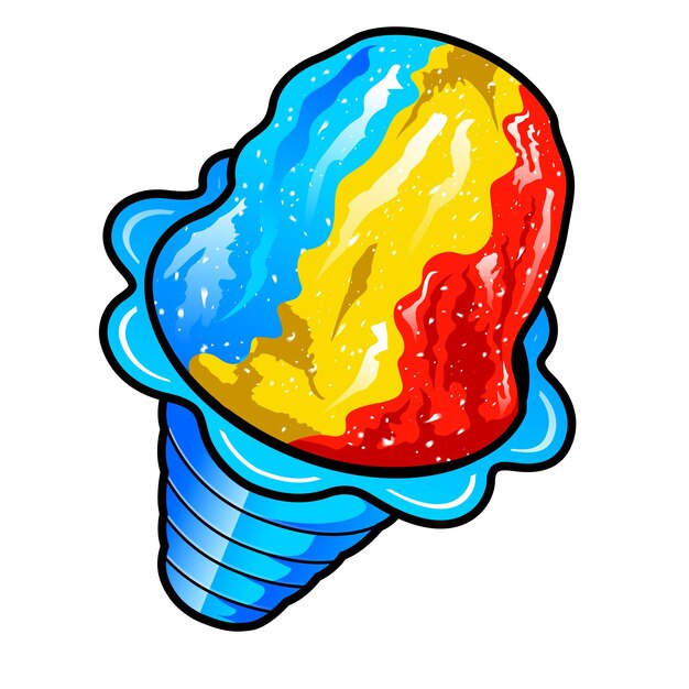 An ice cream cone with a blue cone on it.