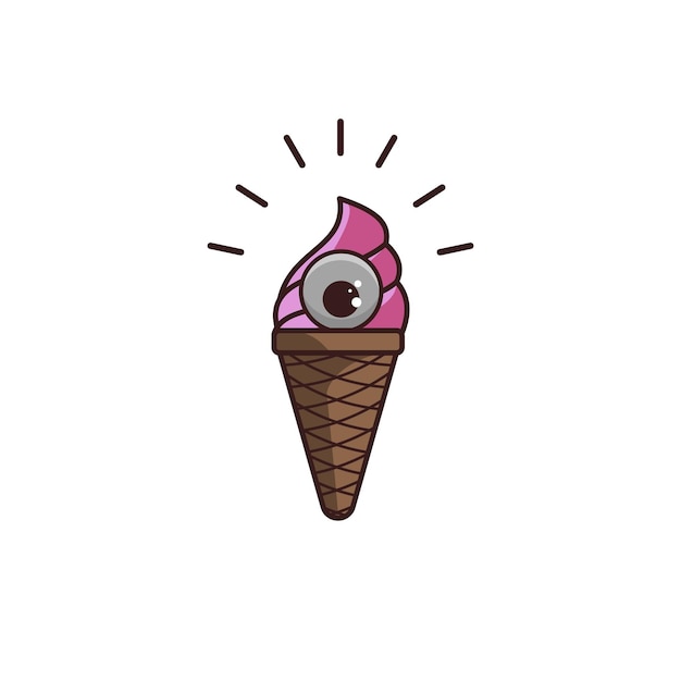 Vector ice cream cone with eye