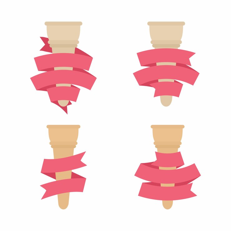 Vector ice cream cone with ribbon set