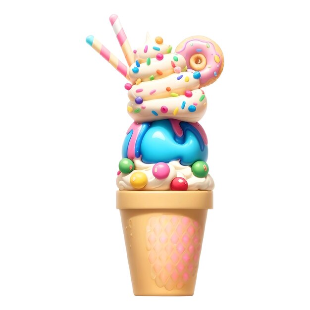 Ice Cream Cone With Toppings