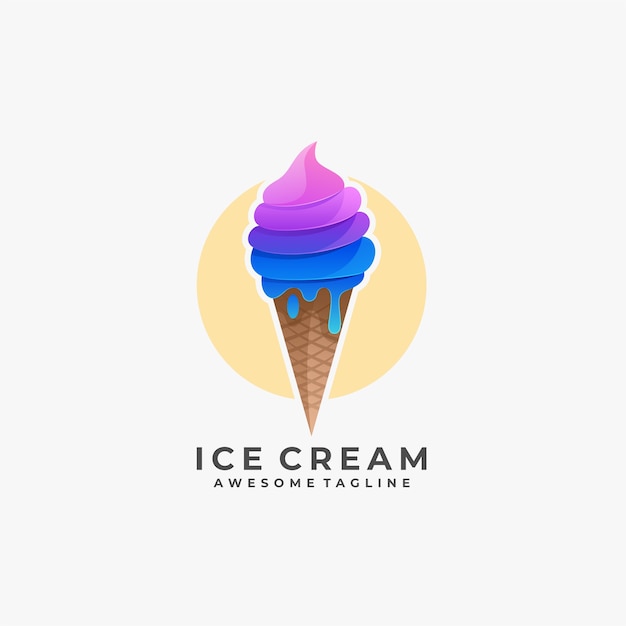 Ice cream delicious colorful logo