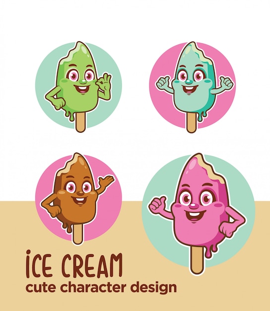 Ice cream design mascot character