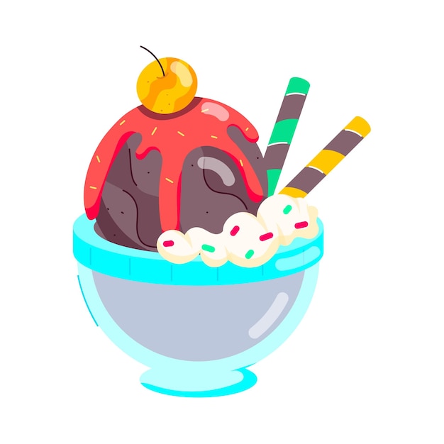 Vector ice cream dessert flat style stickers