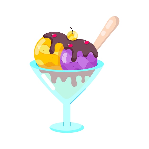 Vector ice cream dessert flat style stickers