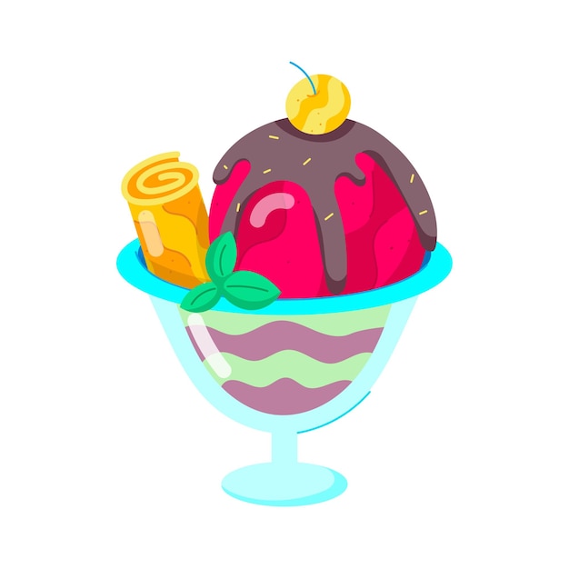 Vector ice cream dessert flat style stickers