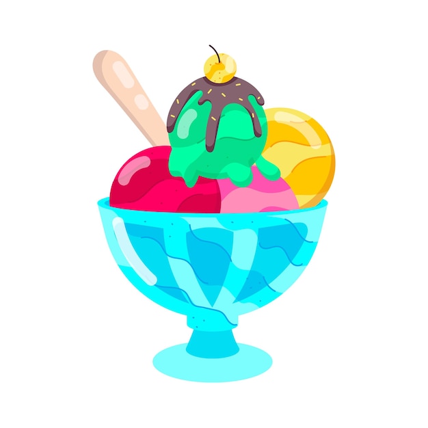 Vector ice cream dessert flat style stickers