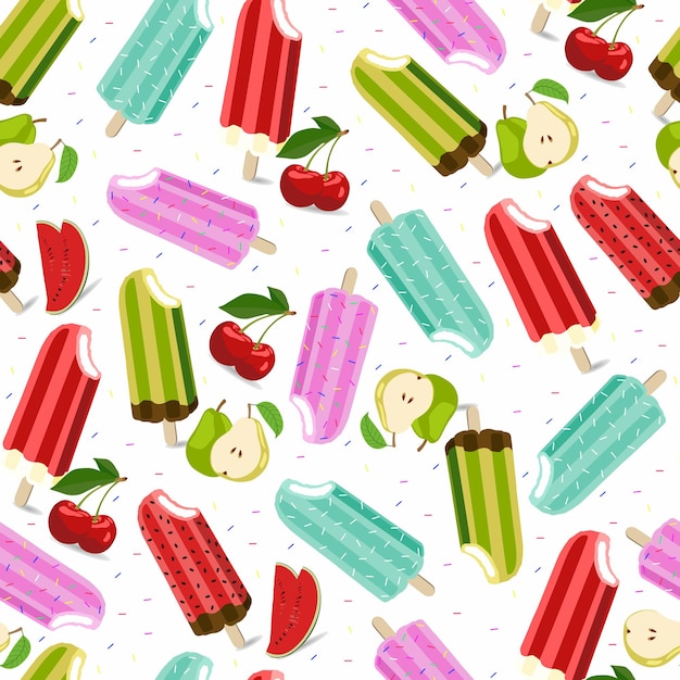 Ice cream desserts seamless pattern Frozen and cold Summer time