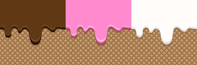 Vector ice cream different flavor melting abstract cute vector