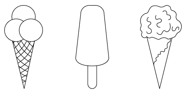 Ice cream doodles set