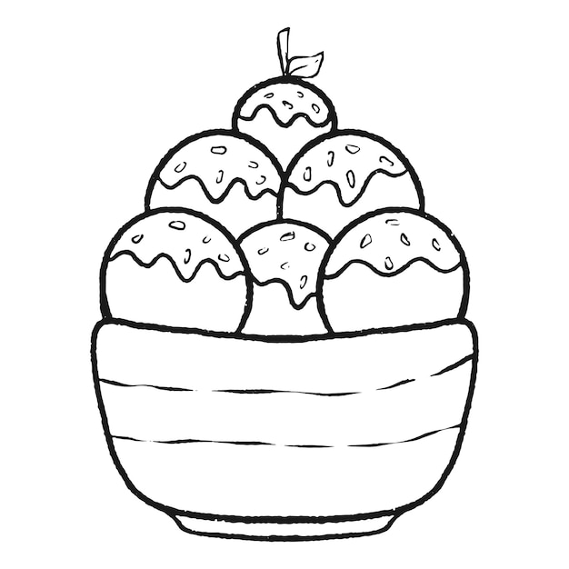 Ice cream drawing for coloring book