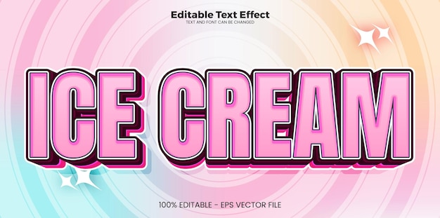 Ice cream editable text effect in modern trend style