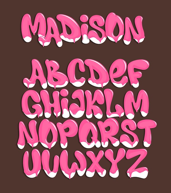 Vector ice cream font. cold sweet alphabet. dessert lettering.