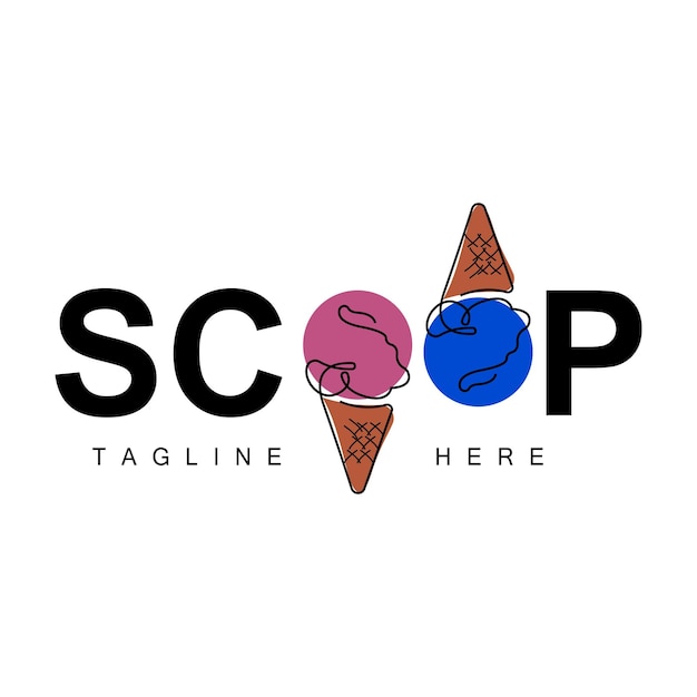 Ice Cream Gelato Logo Design Sweet Soft Cold Food Vector Brand Company Products