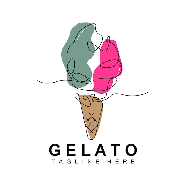 Ice Cream Gelato Logo Design Zoet Zacht Koud Voedsel Vector Brand Company Products