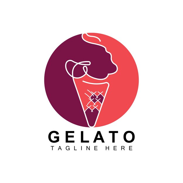 Ice cream gelato logo design zoet zacht koud voedsel vector brand company products