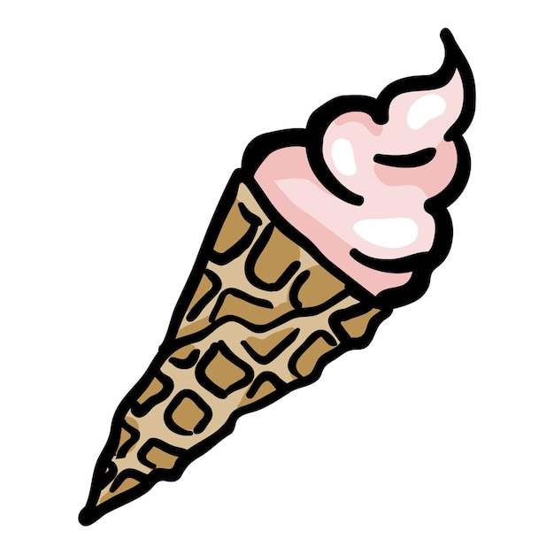 Vettore iconica di doodle disegnata a mano per il gelato