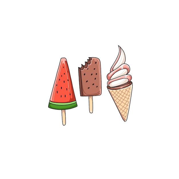 ice cream hand drawn doodle illustrations vector set