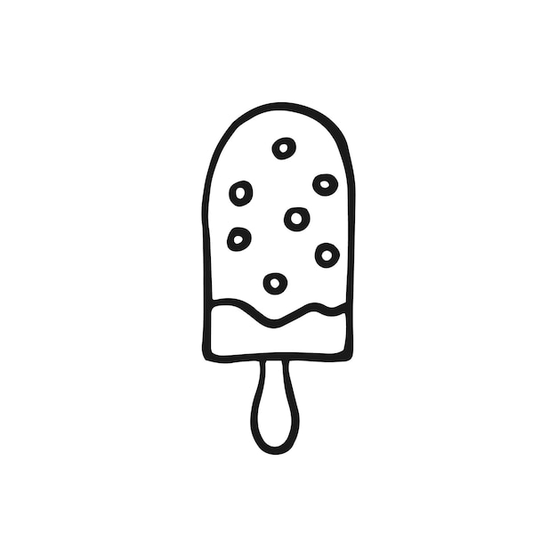 Ice cream Hand drawn vector illustration Line art style isolated isolated on white background