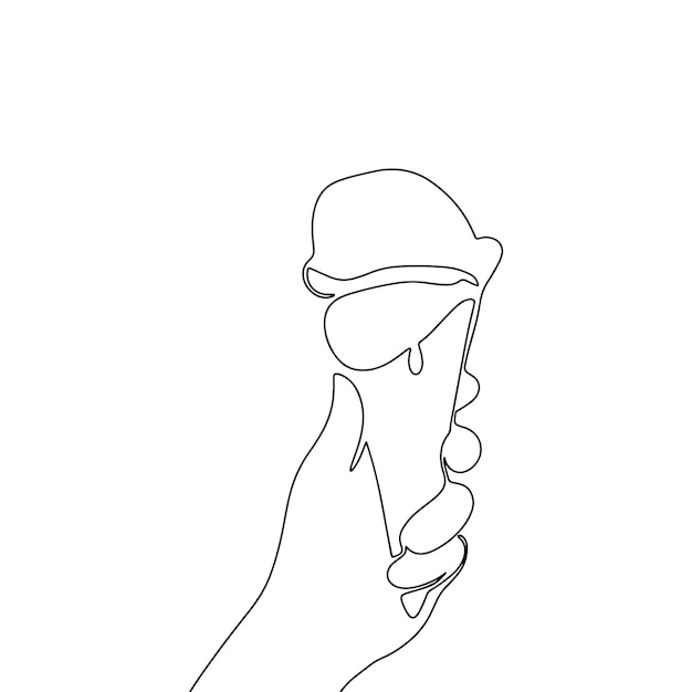 Ice cream in hand One line continuous gelato vector illustration Line art gelato outline