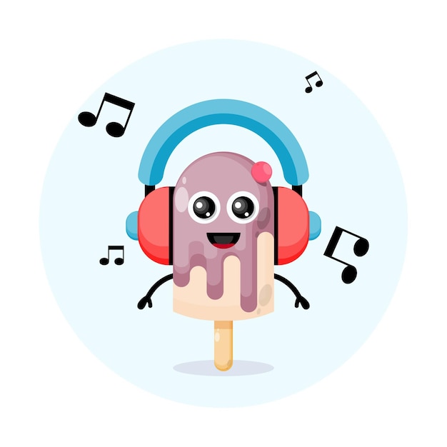 ice cream headset music mascot character logo