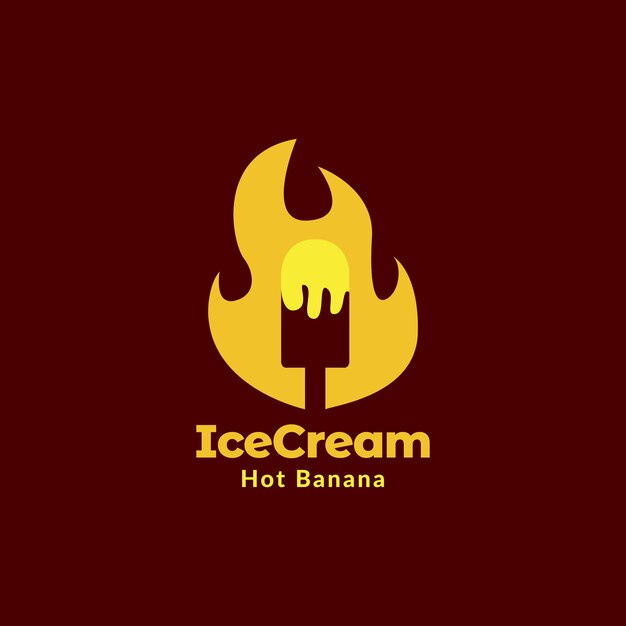 Ice cream hot fire logo design vector graphic symbol icon sign illustration creative idea