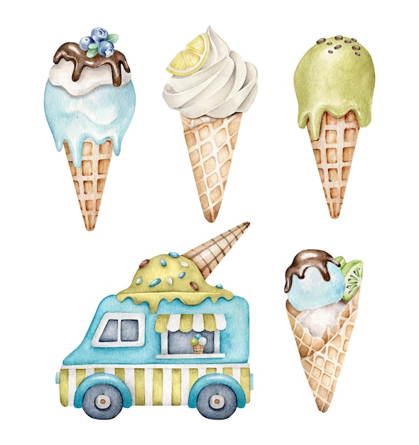 Vector ice cream and ice cream truck