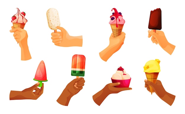 Vector ice cream or ice pops icon set