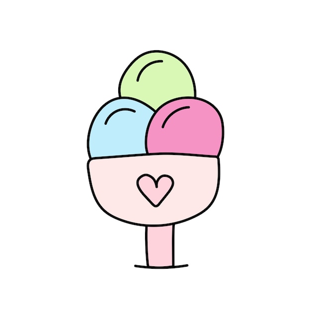 Значок мороженого Красочное мороженое в стакане Три шарика мороженого