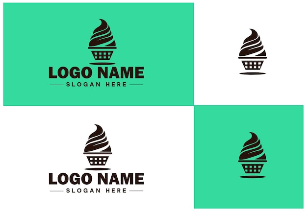 ベクトル アイスクリームアイコン レストラン カフェ ロゴ モダン フラット ビジネス ベクトル ロゴ