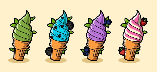 Vector ice cream illustration collection