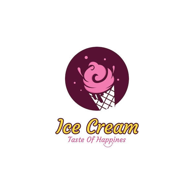 Ice Cream Illustration Logo Template with Simple Vector Concept