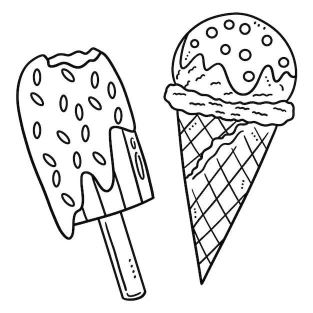 Ice Cream Isolated Coloring Page for Kids