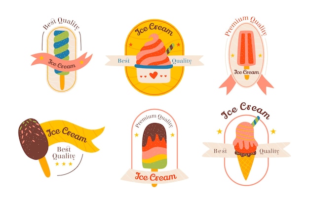 Vector ice cream label pack