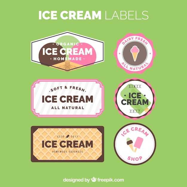 Vector ice cream labels collection