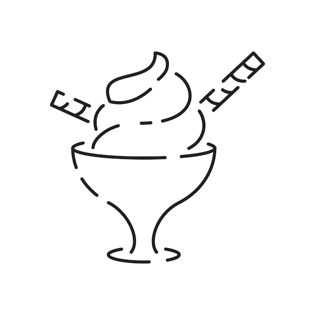 Ice cream line icon Summer such as parfait vector frozen yogurt ice cream sundae vanilla chocolate