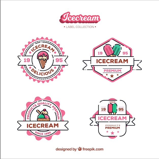 Ice cream logo collection with flat design